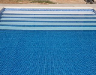 Schwimmbad Folie Blue Greek mit geraden Stufen